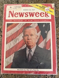 Newsweek Magazine - Marshall: Key Man of a New Era March 24, 1947 sleeved - Bild 1 von 1