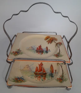 Royal Staffordshire 'The Biarritz' rectangular cake plates-metal Stand I1 G365 - Picture 1 of 15