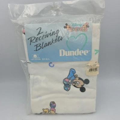 2 mantas receptoras vintage de algodón Dundee años 80 Mickey Minnie Pluto ABC nuevas  Foto 1 de 4