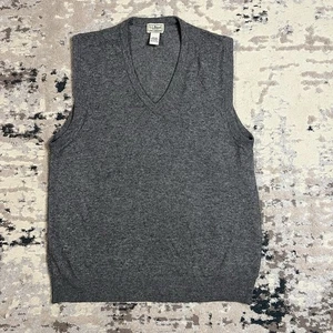 Vintage L.L. Chaleco Suéter Bean 100% Lana de Cordero Para Hombre Gris Medio Cuello en V Preppy - Imagen 1 de 8