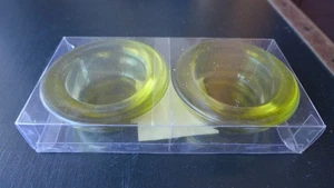 NEU Set mit 2 grünen oder bernsteinfarbenen Glas Kerzenleuchtern Votivkerzenhalter 3" B x 1" H - Bild 1 von 11