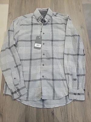 Report Collection Men’s Soft Touch Flannel Shirt Gray Stripe Size Small NWT.  - Image 1 of 4