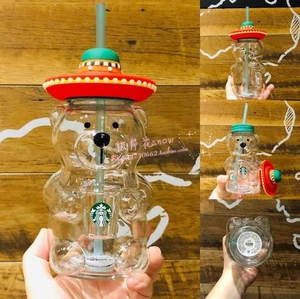 Nuevo vaso de café chino lindo Rami Bear leche con pajita 503 ml Starbucks - Imagen 1 de 2
