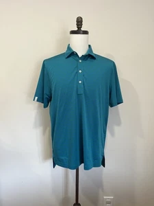 Camisa Polo RLX Ralph Lauren Calce Clásico Elastizada Verde Azul Rayas Mediana - Imagen 1 de 7