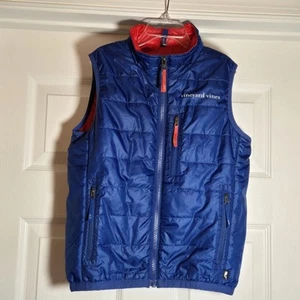 Vineyard Vines Navy And Red Puffer Vest Boys Size 7 Kids Unisex Classic Preppy - Picture 1 of 10