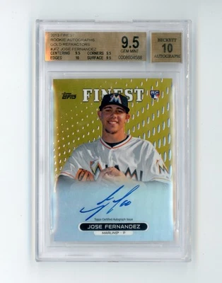2013 Topps Finest Jose Fernandez Gold Refractor Rookie Auto /50 BGS 9.5/10 (D) - Image 1 of 2