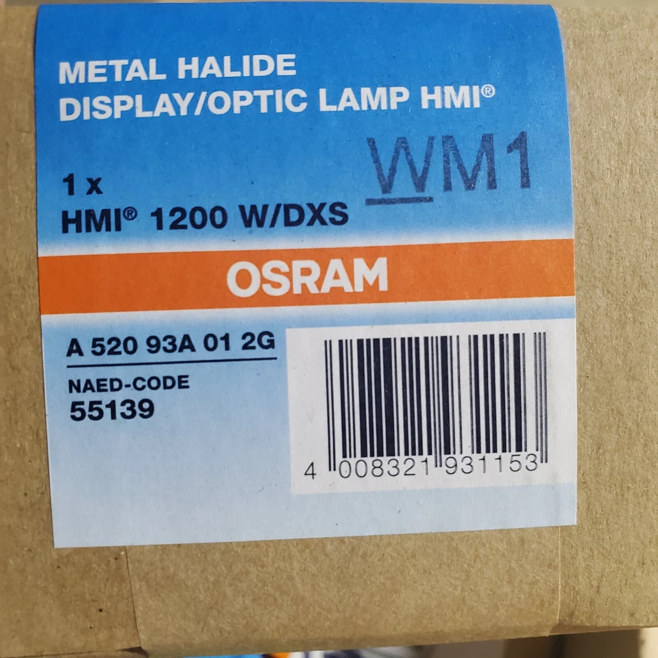 OSRAM HMI 1200w /DXS metal halide bulb - Image 1 of 1