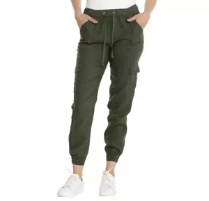 Nicole Miller New York Women's Green Olive Drawstring Joggers Size L New - Picture 1 of 13