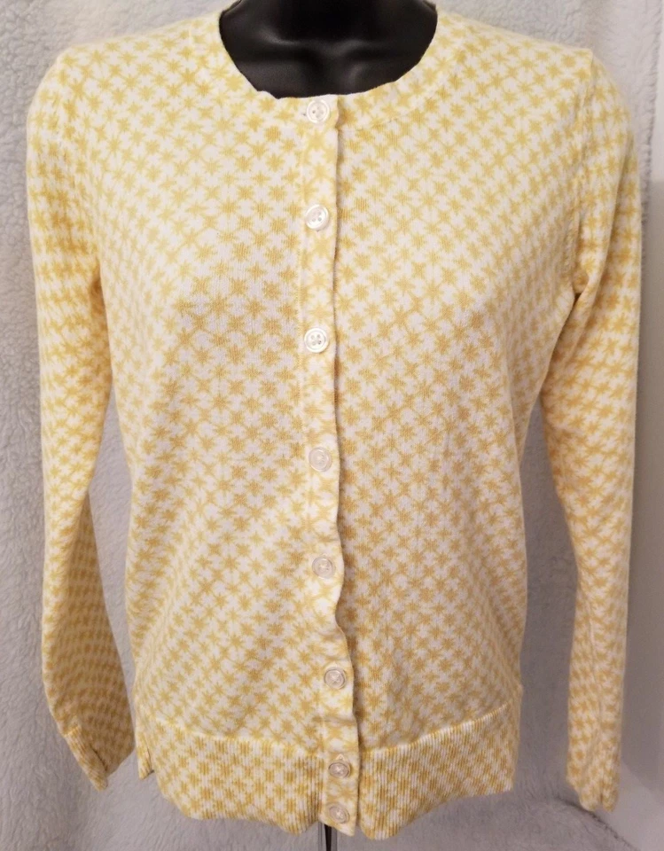 Merona Womens Cardigan Sweater Shirt Top Blouse Size XS X Small Yellow White - Image 1 of 4