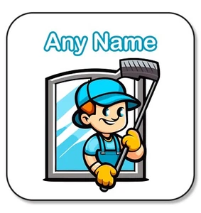 Personalised Window Cleaner Name Coaster Caretaker Cleaner Dad Men Work Gifts - Picture 1 of 2