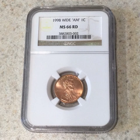 1998 WIDE AM NGC MS66RD LINCOLN CENT Cover