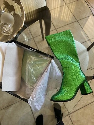 Ellie 3" Heel Glitter Gogo Calf Boots Adult Women Shoes Halloween 325/Fresca - Image 1 of 4