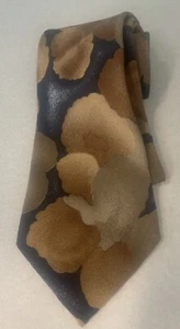 HUGO BOSS Men's 100% Silk Neck Tie Italy Floral Watercolor Italian Brown Black - Picture 1 of 6