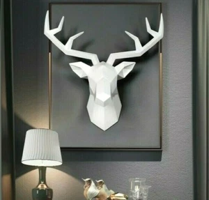 Wall Stag Deer Head Decoration Art Statue Vintage Modern Sculpture Home - Picture 1 of 5