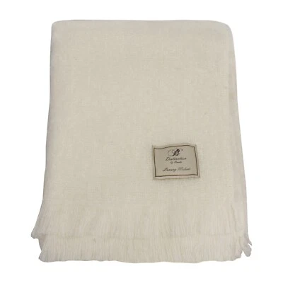 Bronte By Moon Luxury Mohair Wool Ivory Throw Soft Natural Decor British Woven - image 1 of 4