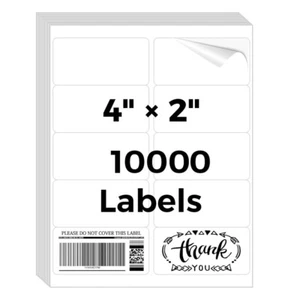 10000 etiquetas adhesivas de envío 2x4 para envío de 10 hasta 1000 hojas de inyección de tinta láser - Imagen 1 de 7