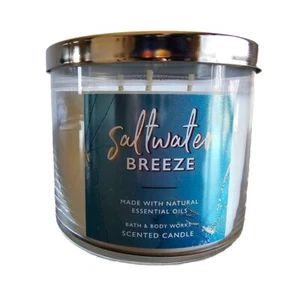 NEW! Bath & Body Works (SALTWATER BREEZE ) White Barn 3-Wick 14.5 Oz LE Candle💝 - Picture 1 of 3