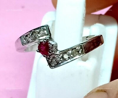 Rose Cut Diamond Cocktail Ring 925 Silver Handmade Minimalist Ruby Gemstone Ring - Image 1 of 3