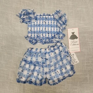 BABY MÄDCHEN GINGHAM GÄNSEBLÜMCHEN TOP UND SHORTS, 2-TEILIGES SET IN BLAU 6-9 MONATE - Bild 1 von 5