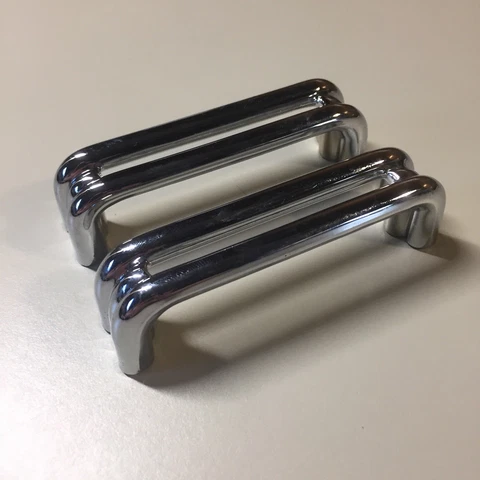 2 Vintage KBC Chrome Split Bar Drawer Pull Mid Century Style Lot K Cover