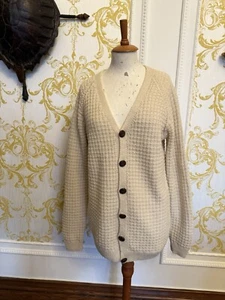 Vintage Handmade Men’s Long Aran Cardigan Size M/L 40” Chest - Picture 1 of 7