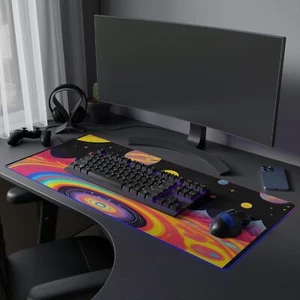 Cosmic LED Gaming Mouse Pad - Vibrant Trippy Design, Glowing, Gift, Desktop Mat - Afbeelding 1 van 21