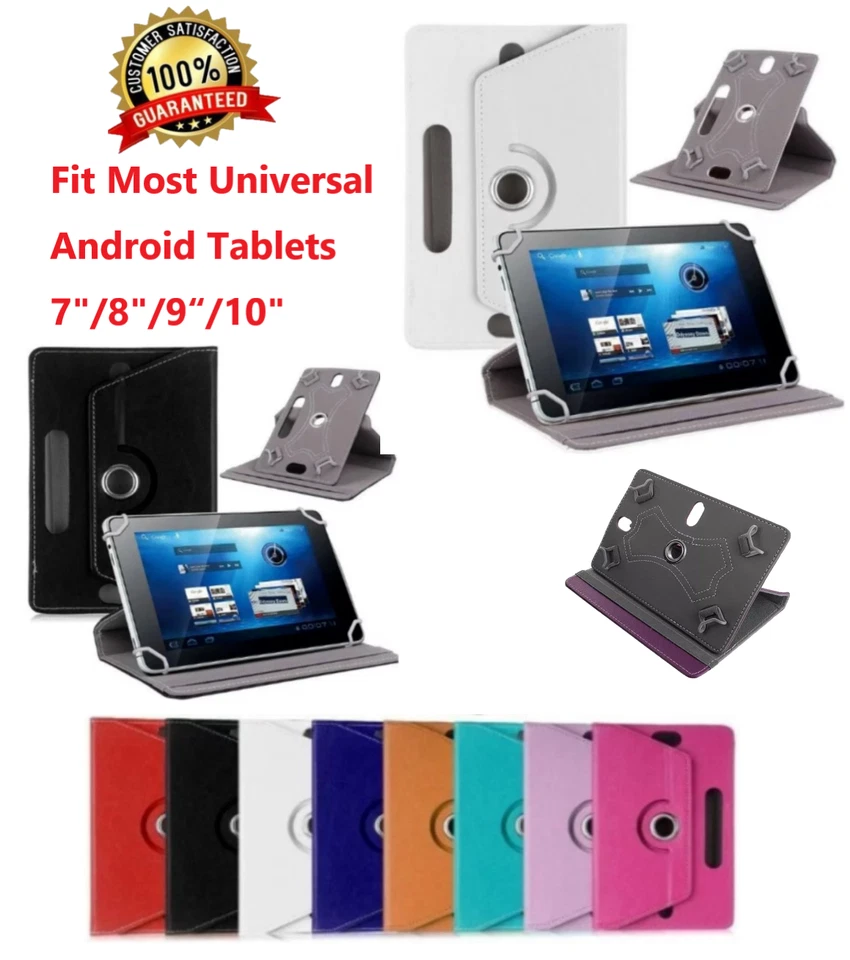For Universal Android Tablets 7" 8" 9" 10" 10.1" Folio Leather Case Cover 360° - Image 1 of 1