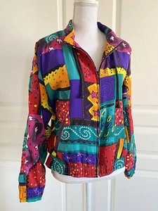 Tail Retro Windbreaker Womens 90s Colorful Loud Jacket Pockets Medium - Picture 1 of 7