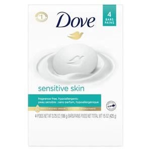 Dove Beauty Bar Moisturizing Bar Soap Sensitive Skin, 3.75 oz, 4 Bars + 1 FREE - Picture 1 of 7