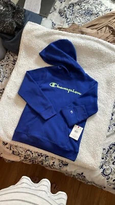 NWT Champion Green/yellow Logo Blue Hoodie Sweatshirt Youth Kid's Size Xl - Image 1 of 4