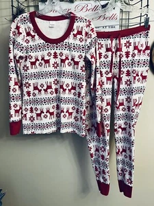 Hanna Andersson Deer Print Holiday Christmas Pajamas Pjs Unisex Size M - Picture 1 of 5