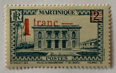 Martinique 1945 como nuevo sello original #190 sobreimpresión 1 franco Foto 1 de 2