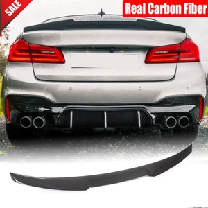 For 2017-2024 BMW G30 530i 540i F90 M5 Real Carbon Rear Trunk Spoiler Wing Lip - Picture 1 of 11