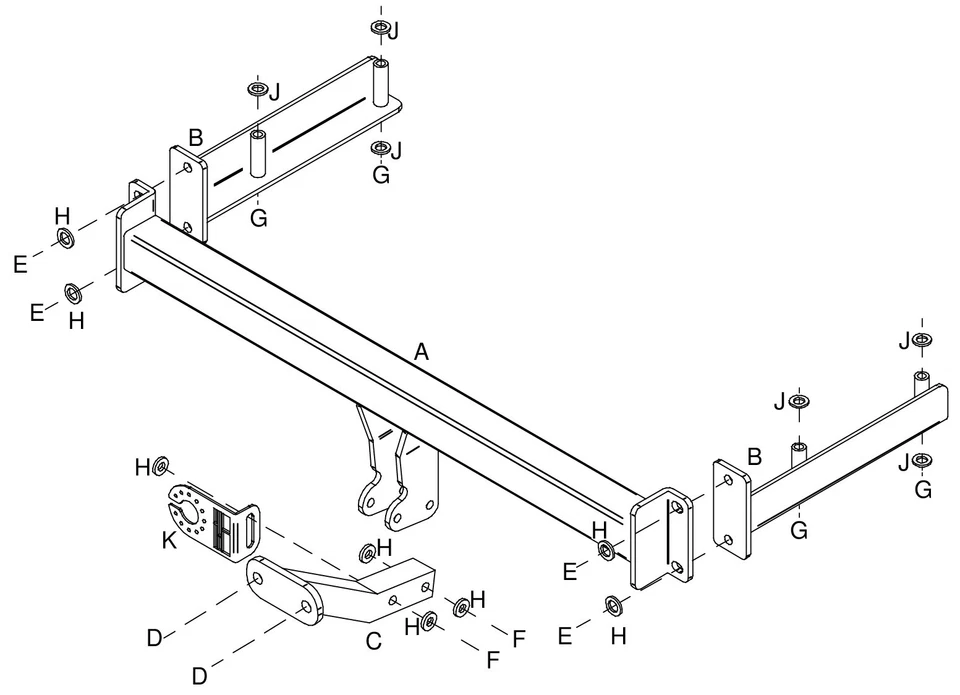 Barra de remolque de brida fija Towtrust para Volkswagen Passat Estate 1997 a 2005 Foto 1 de 4