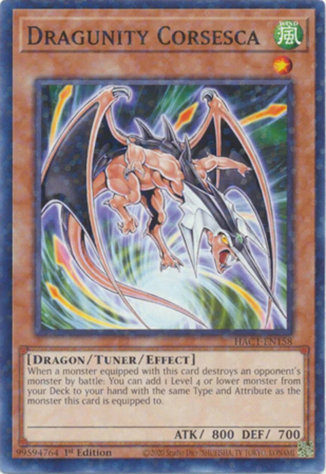 Yugioh! Dragunity Corsesca - HAC1-EN158 - Common - 1st Edition (Duel Terminal) N - Image 1 of 1
