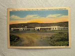 1940s White's City Pueblo Court Motel Entrance Carlsbad Caverns Linen Vintage - Picture 1 of 2