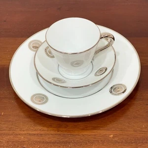 Ithaque Platine by Bernardaud Salad Plate, Cup &Saucer New Fine French Porcelain - Picture 1 of 11