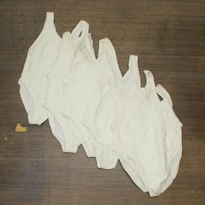 vintage 6-Pack USA Made Toddler Girls Lined Romper Leotard White 4T - Image 1 of 4