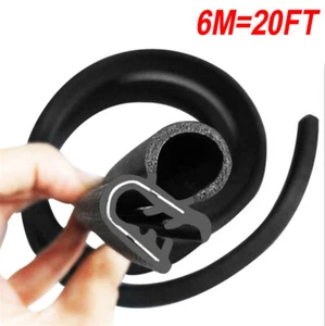 Universal Car Door Rubber Weather Seal Hollow Strip Weatherstrip 20FT 6M U-Shape - Picture 1 of 6