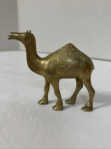 Vintage Brass Camel Etched Figurine Mid Century Modern Home Accent Nativity - Picture 1 of 5
