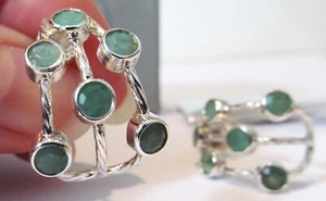 Pendientes J-Hoop Multipiedra Esmeralda Natural Plata Esmeralda Jay King Mine Finds - Imagen 1 de 21