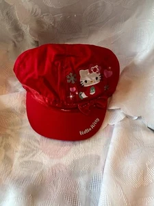 HELLO KITTY - TALLA ÚNICA ROJA BORDADA/LAZO GORRA DE BÉISBOL PARA NIÑAS - Imagen 1 de 1