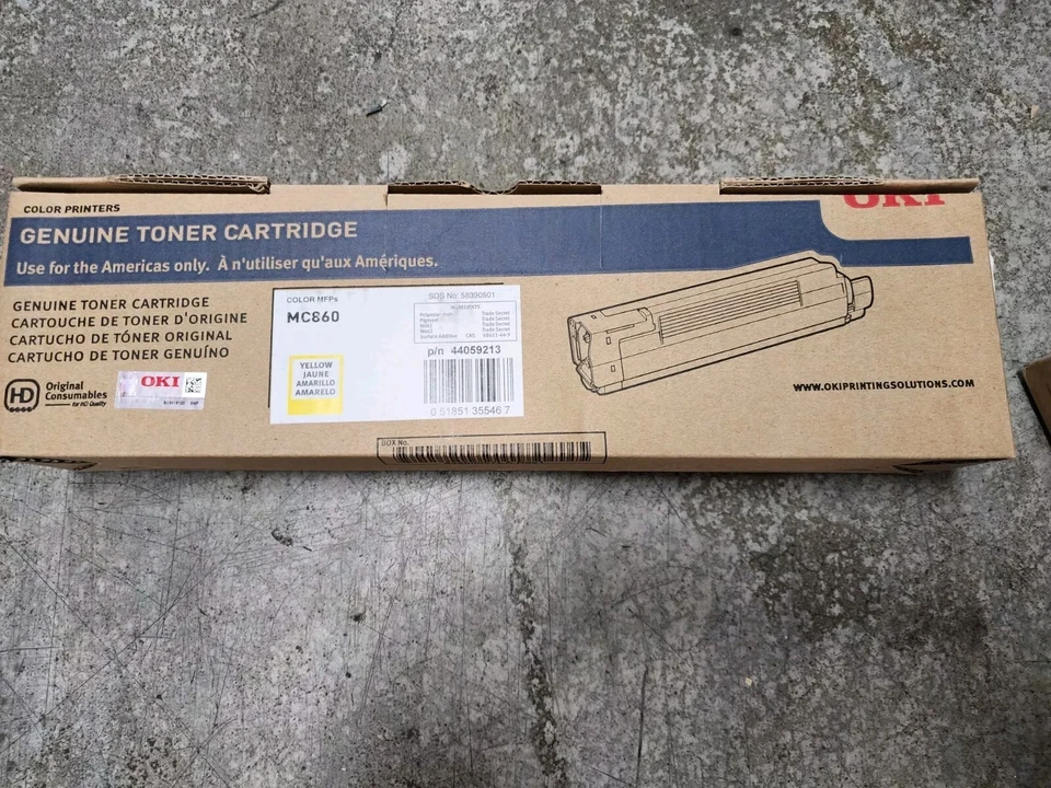 New! Oki 44059213 Genuine MC860 Yellow Toner Cartridges /SEALED BOX - Image 1 of 1