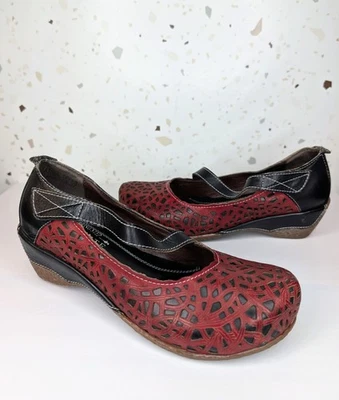 L’artiste Spring Step Melinda Clogs Mary Jane Black Red Wedge Heel Shoes Sz 37 - Image 1 of 4