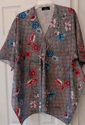 Gucci Kimono Style Women's Floral Top, Size L-Xl - Image 1 of 4
