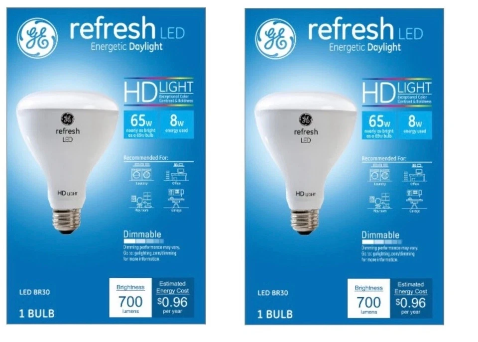 GE Refresh LED Energetic HD Dimmable Daylight Bulb 65W 700 Lumens 2 pack NEW - Image 1 of 1