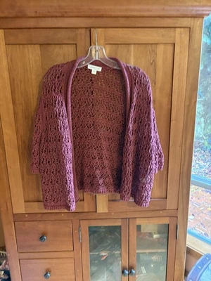 Suéter Cárdigan Tejido Abierto Coldwater Creek Talla 1X Color Ciruela, Nunca Usado Foto 1 de 4