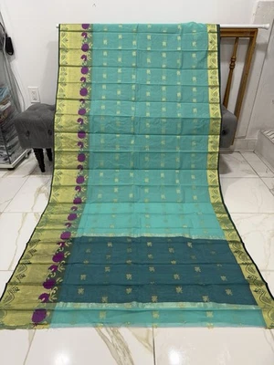 Mujeres Indian Bollywood Diseñador Algodón Sari con Blusa Sin Costuras Pieza Sari Foto 1 de 3