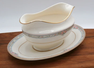 Vtg. RARE Mikasa Japan LA ROSE Pattern Gravy Boat & Saucer w/Box Fine China EUC - Image 1 of 4