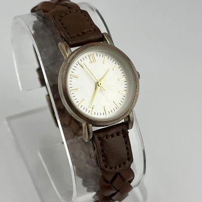 H&M Watch Women 25mm Gold Case Leather Braided Band- New Battery - Image 1 of 4